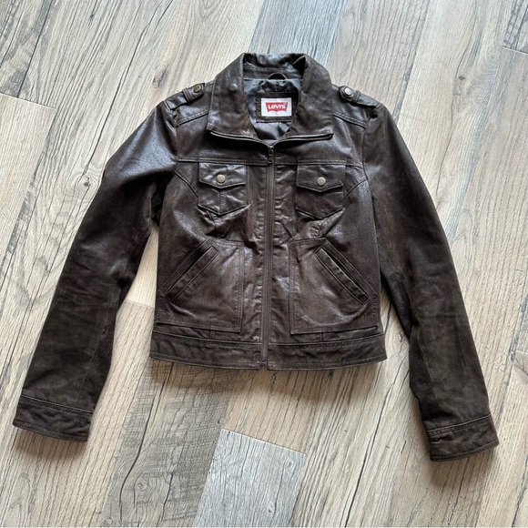 Levi’s Genuine Leather Zip Up Jacket Medium - Picture 10 of 15